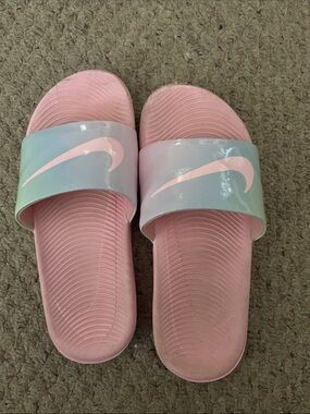 Nike Pastel Pink Iridescent Strap Slide Sandals